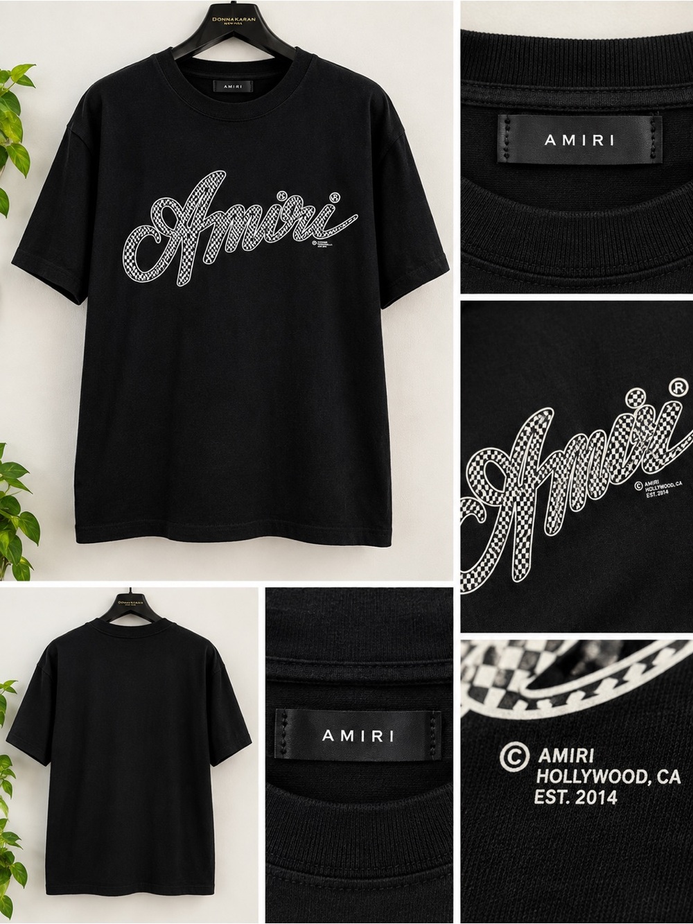 AMIRI Black Tee with White Script Logo